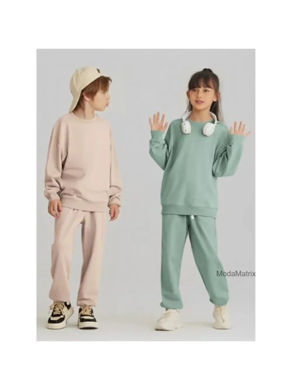 Cotton Blend Big Kid Sweatsuit Set - 2 Pc Crewneck Sweatshirt & Joggers